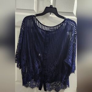 Elegant Navy Lace Women's Top
